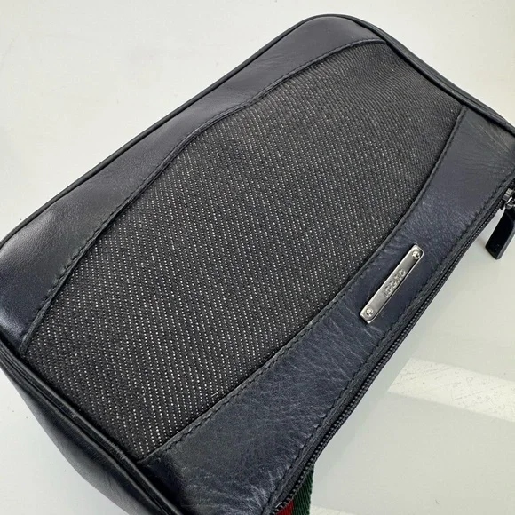 Rare Gucci Black Denim Web Vintage Baguette Bag - Picture 9 of 12